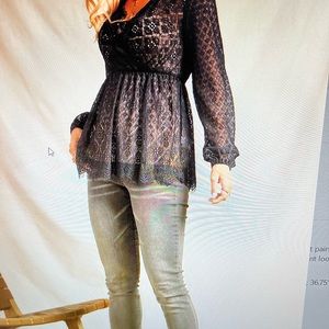 Black Lace Empire-Waist Tunic